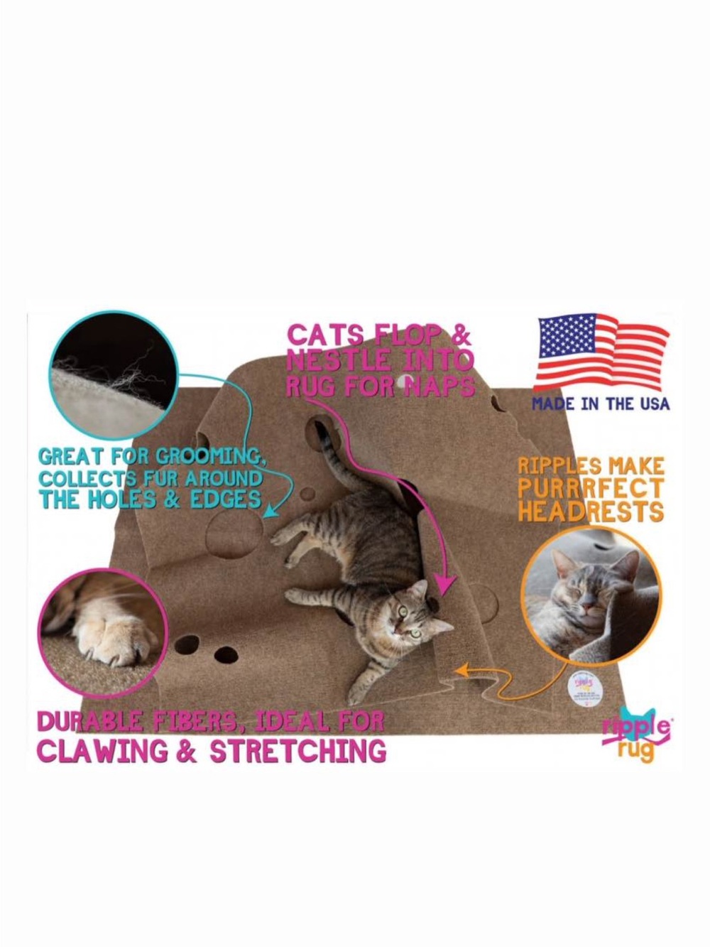 SnugglyCat Ripple Rug Cat Activity Play Mat, Beige - Picture 3 of 7